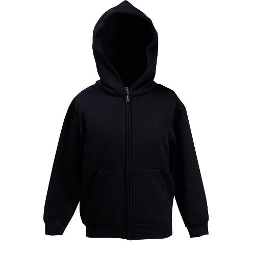 Fruit Of The Loom Kids Premium Hooded Sweatshirt Jacket Black